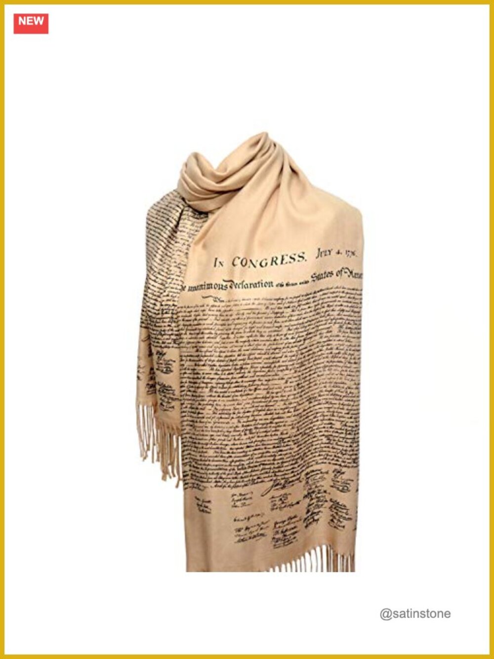 Declaration of Independence American History Viscose Wrap Shawl Pashmina
